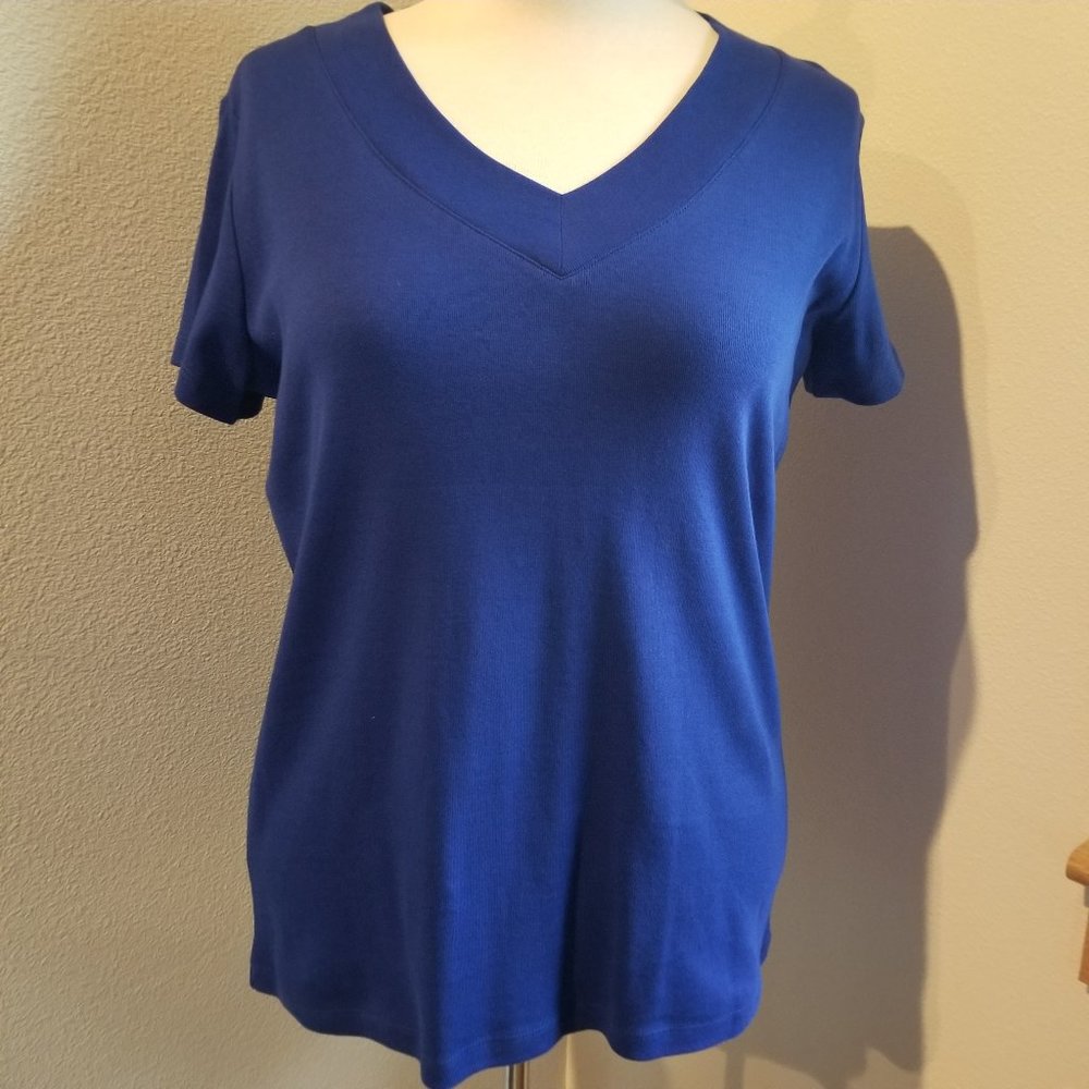Royal Blue Heavy Knit Top Rafaella 1X NEW